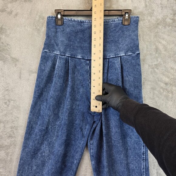 GAYA Pants Womens S Blue Acid Wash High Rise Tapered Pull On Elastic Waist Boho - Picture 3 of 11